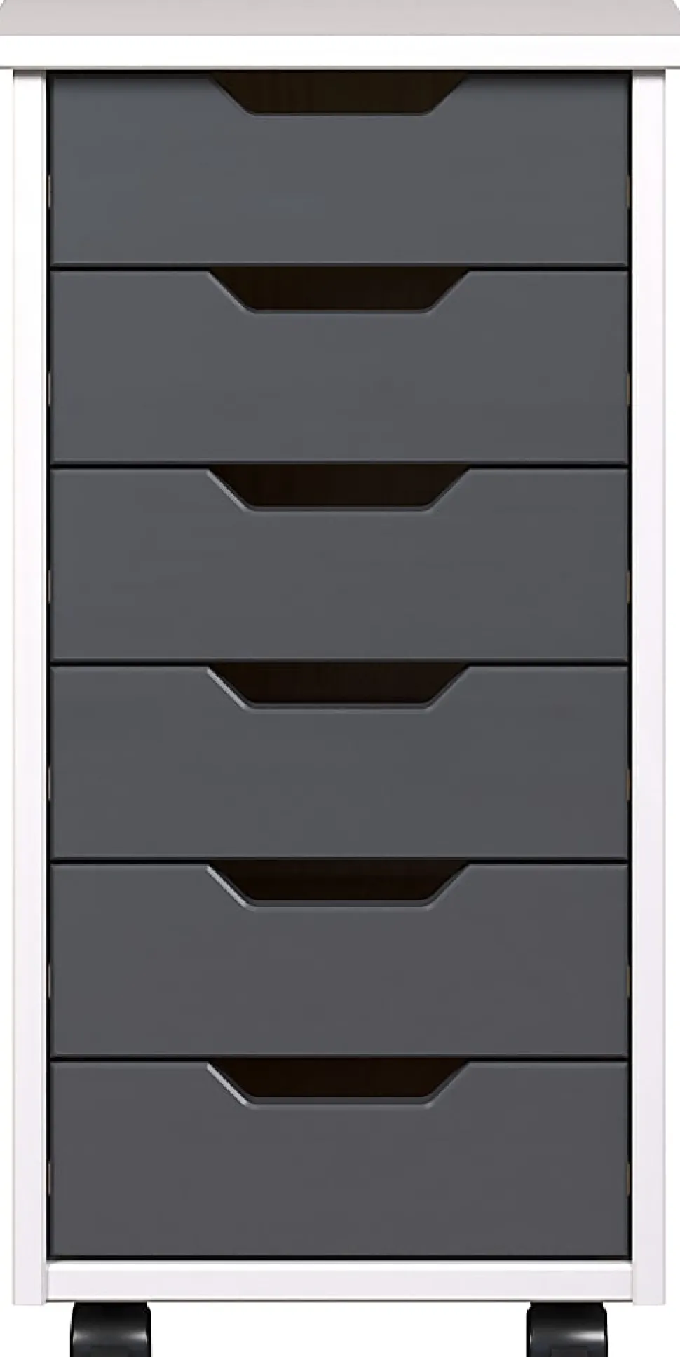 Trendfurn Omnia Narrow Roll Cart, 6 Drawers, 25-3/4” x 13-2/5”, White/Gray