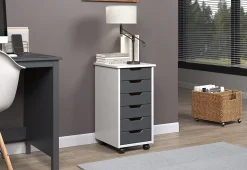 Trendfurn Omnia Narrow Roll Cart, 6 Drawers, 25-3/4” x 13-2/5”, White/Gray