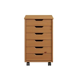 Trendfurn Omnia Wide Roll Cart, 6 Drawers, 25-3/4” x 16-1/8”, Honey