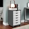 Trendfurn Omnia Wide Roll Cart, 6 Drawers, 25-3/4” x 16-1/8”, Gray/White