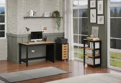 Trendfurn Streamline 36”H 3-Shelf Bookcase, Black/Natural