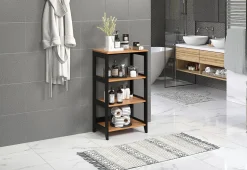 Trendfurn Streamline 36”H 3-Shelf Bookcase, Black/Natural