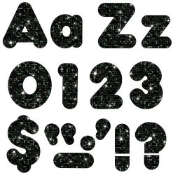 Trend Ready Letters, 4", Black Sparkle, Set Of 3 Packs