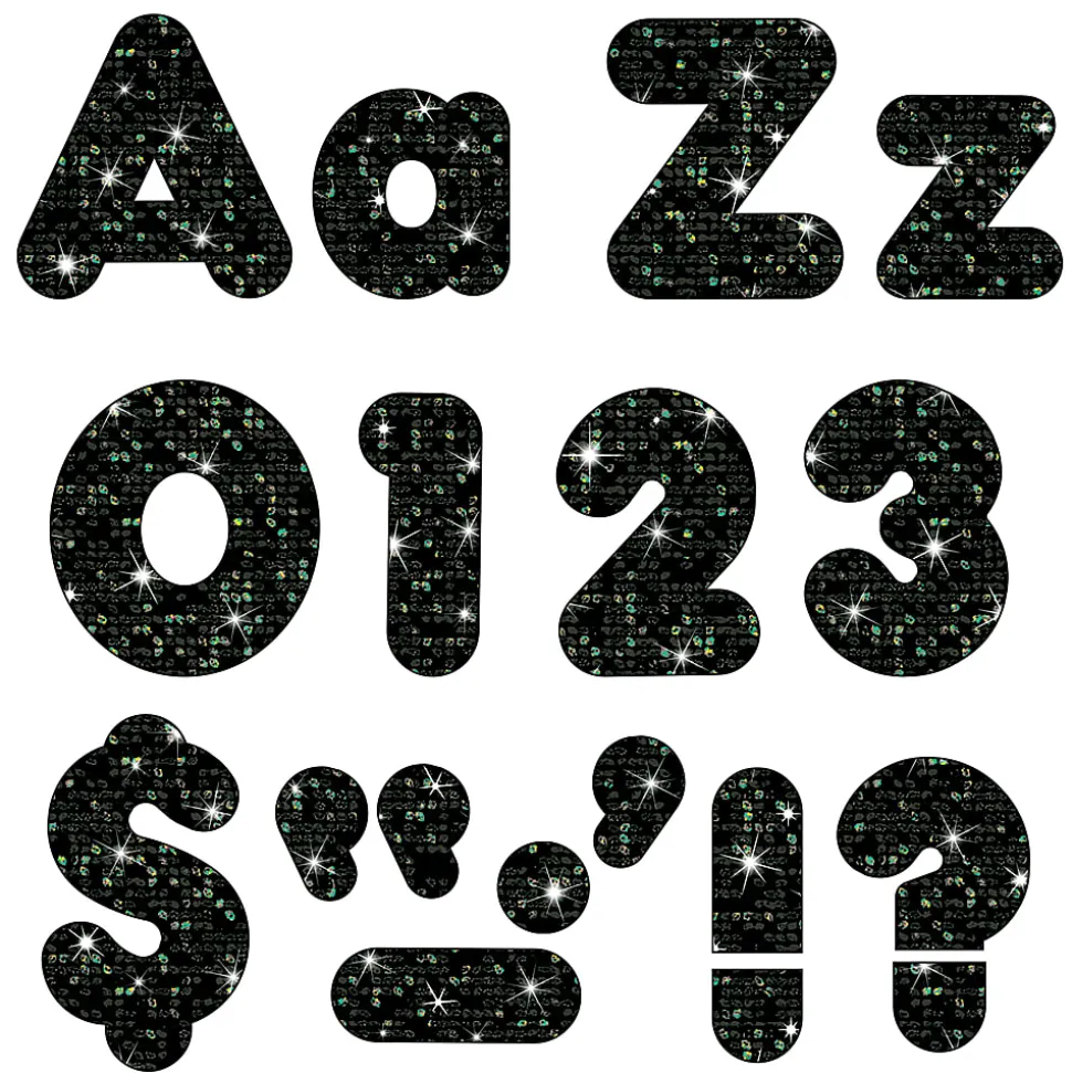 Trend Ready Letters, 4", Black Sparkle, Set Of 3 Packs