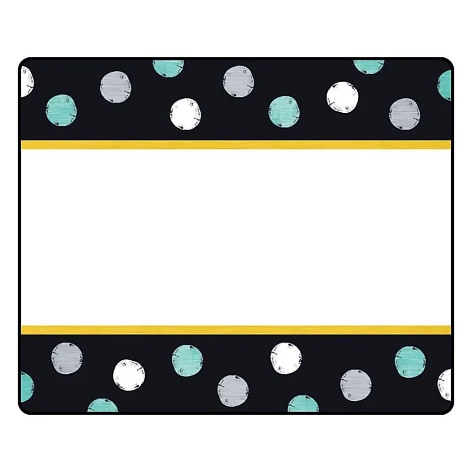 TREND Terrific Labels, 2-1/2" x 3", I Love Metal Dots, Black/White/Patina, Pack Of 25 Labels