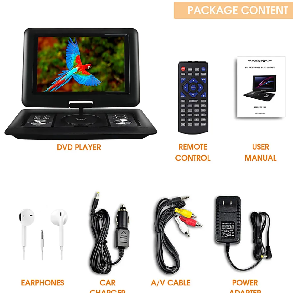 Trexonic Portable 14.1" DVD Player With Screen