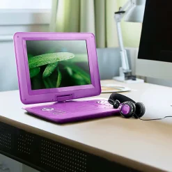 Trexonic Portable TV+DVD Player With Color TFT LED Screen And USB/HD/AV Inputs, 13.3”, Purple