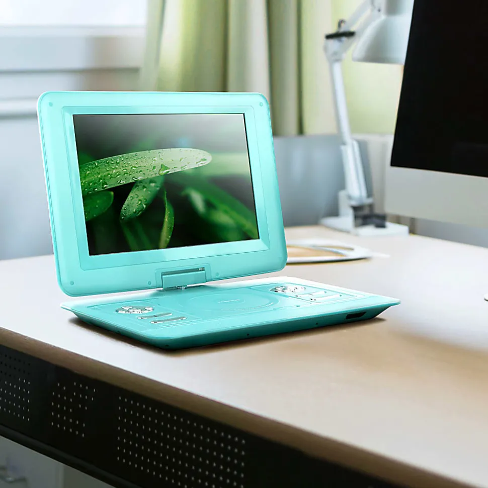 Trexonic Portable TV+DVD Player With Color TFT LED Screen And USB/HD/AV Inputs, 13.3”, Teal