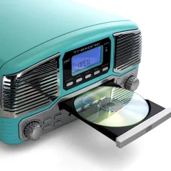 Trexonic Retro Wireless Bluetooth® Record/CD Turntable, Turquoise