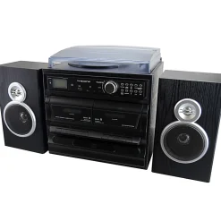 Trexonic 3-Speed Vinyl Turntable Home Stereo System, Black