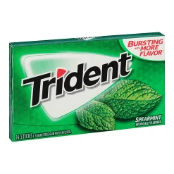 Trident® Sugar-Free Spearmint Gum, 14 Pieces Per Box, Pack Of 12 Boxes