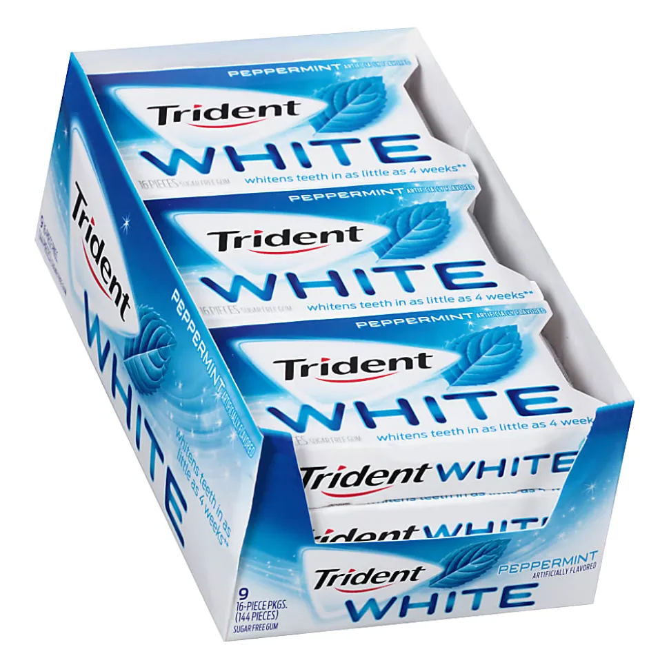 Trident® White Peppermint Sugar-Free Gum, Box Of 9 Packs