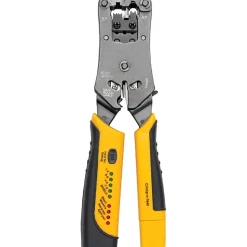 Tripp Lite RJ11/RJ12/RJ45 Wire Crimper with Built-in Cable Tester - Black, Yellow - Ergonomic Design, Non-slip Handle, LED Light, Secure Grip