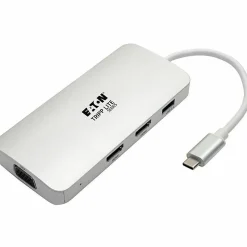 Tripp Lite USB C Docking Station w/ USB-A Hub, 2x HDMI, VGA, PD Charging 1080p @ 60 Hz, Silver USB Type C, US - U442DOCK12S