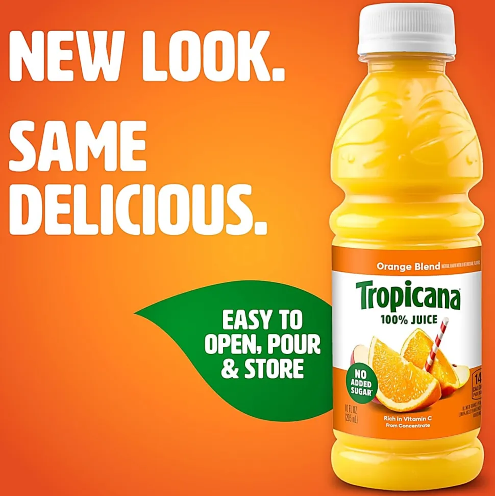 Tropicana Fruit Juice, Orange Fluorescent, 10 Oz, Pack Of 24 Bottles