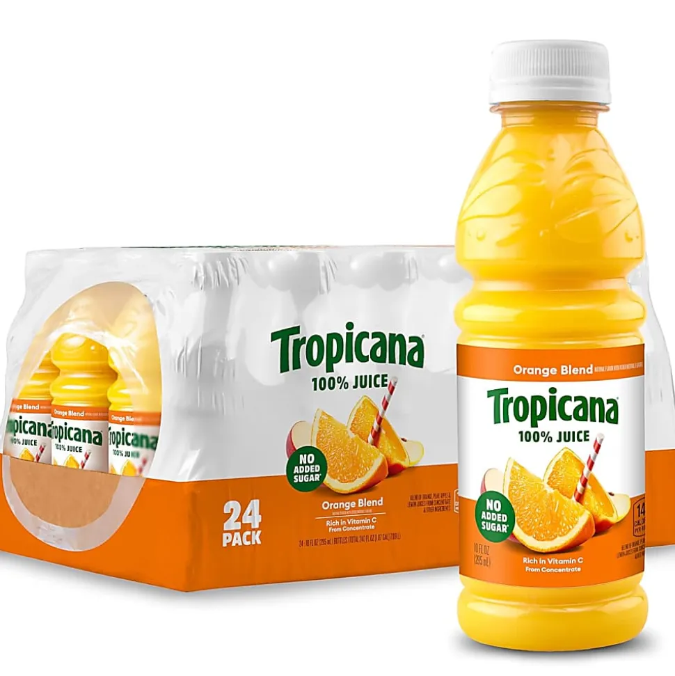 Tropicana Fruit Juice, Orange Fluorescent, 10 Oz, Pack Of 24 Bottles