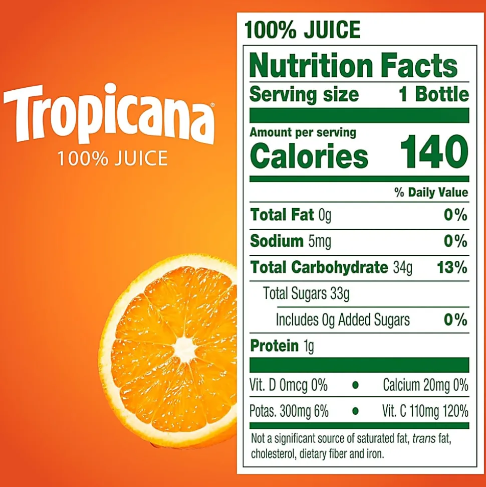 Tropicana Fruit Juice, Orange Fluorescent, 10 Oz, Pack Of 24 Bottles