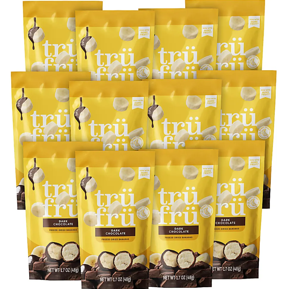 Tru Fru Hyper-Dried Grab & Go Dried Bananas In Dark Chocolate, 1.7 Oz, Total Qty 12