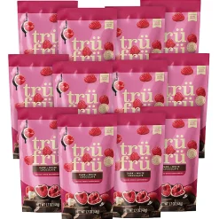 Tru Fru Hyper-Dried Grab & Go Raspberries In White & Dark Chocolate, 1.7 Oz, Total Qty 12