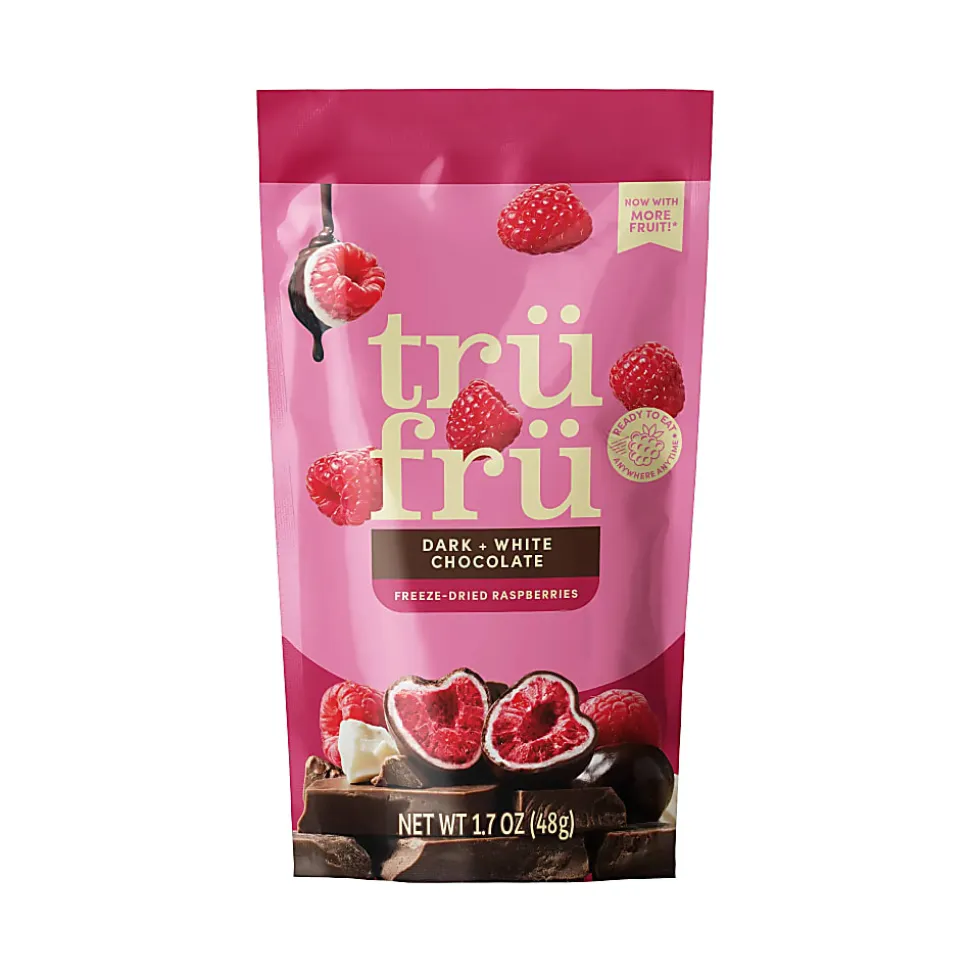 Tru Fru Hyper-Dried Grab & Go Raspberries In White & Dark Chocolate, 1.7 Oz, Total Qty 12