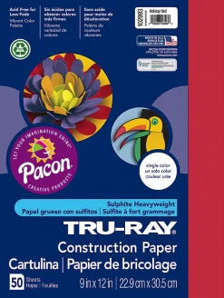 Tru-Ray® Construction Paper, 50% Recycled, 9" x 12", Holiday Red, Pack Of 50