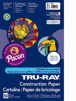 Tru-Ray® Construction Paper, 50% Recycled, 9" x 12", White, Pack Of 50