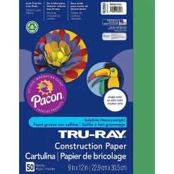 Tru-Ray® Construction Paper, 50% Recycled, 9" x 12", Holiday Green, Pack Of 50