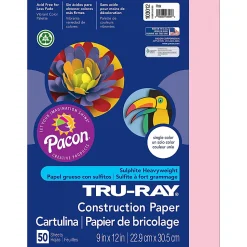 Tru-Ray® Construction Paper, 50% Recycled, 9" x 12", Pink, Pack Of 50