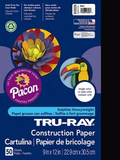 Tru-Ray® Construction Paper, 50% Recycled, 9" x 12", Black, Pack Of 50