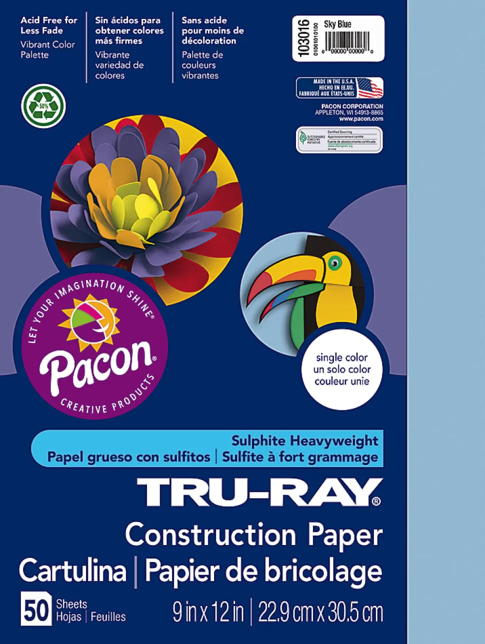 Tru-Ray® Construction Paper, 50% Recycled, 9" x 12", Festive Green, Pack Of 50