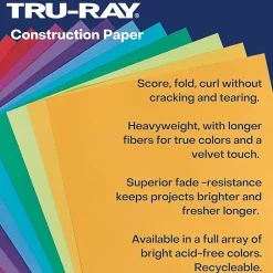 Tru-Ray® Construction Paper, 50% Recycled, 9" x 12", Blue, Pack Of 50