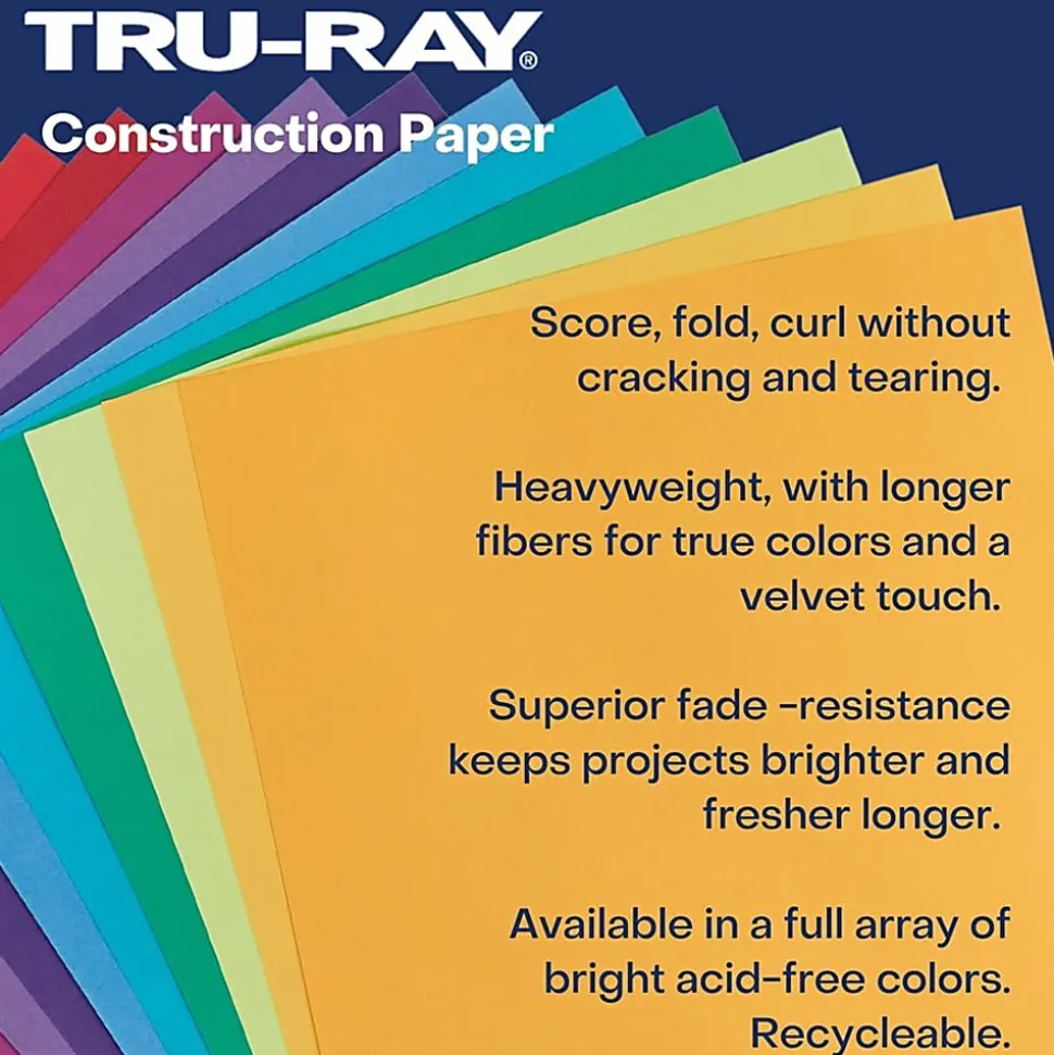 Tru-Ray® Construction Paper, 50% Recycled, 9" x 12", Blue, Pack Of 50
