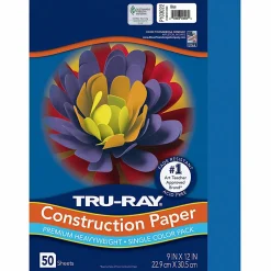 Tru-Ray® Construction Paper, 50% Recycled, 9" x 12", Blue, Pack Of 50