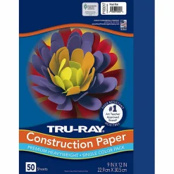 Tru-Ray® Construction Paper, 50% Recycled, 9" x 12", Royal Blue, Pack Of 50