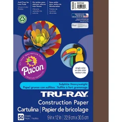 Tru-Ray® Construction Paper, 50% Recycled, 9" x 12", Dark Brown, Pack Of 50