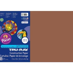 Tru-Ray® Construction Paper, 50% Recycled, 12" x 18", Warm Brown, Pack Of 50