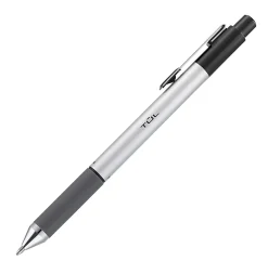 TULĀ® BP Series Retractable Ballpoint Pens, Medium Point, 1.0 mm, Silver Barrel, Black Ink, Pack Of 4 Pens
