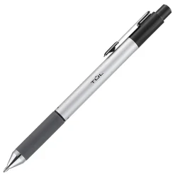 TUL® BP Series Retractable Ballpoint Pens, Medium Point, 1.0 mm, Silver Barrel, Black Ink, Pack Of 12 Pens