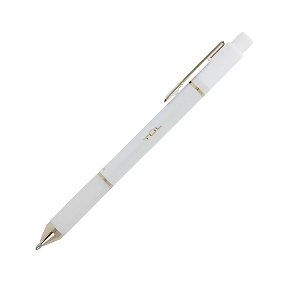 TUL® BP Series Retractable Ballpoint Pens, Bullet Point, 1.0 mm, Pearl White Barrel, Blue Ink, Pack Of 4 Pens