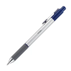 TULĀ® BP Series Retractable Ballpoint Pens, Medium Point, 1.0 mm, Silver Barrel, Blue Ink, Pack Of 12 Pens