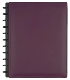 TUL® Custom Note-Taking System Discbound Notebook With Leather Cover, Letter Size, Narrow Ruled, 60 Sheets, Purple
