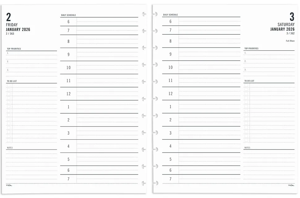 2026 TUL® Discbound Daily Planner Refill Pages, Letter Size, January To December, ODUS2503006