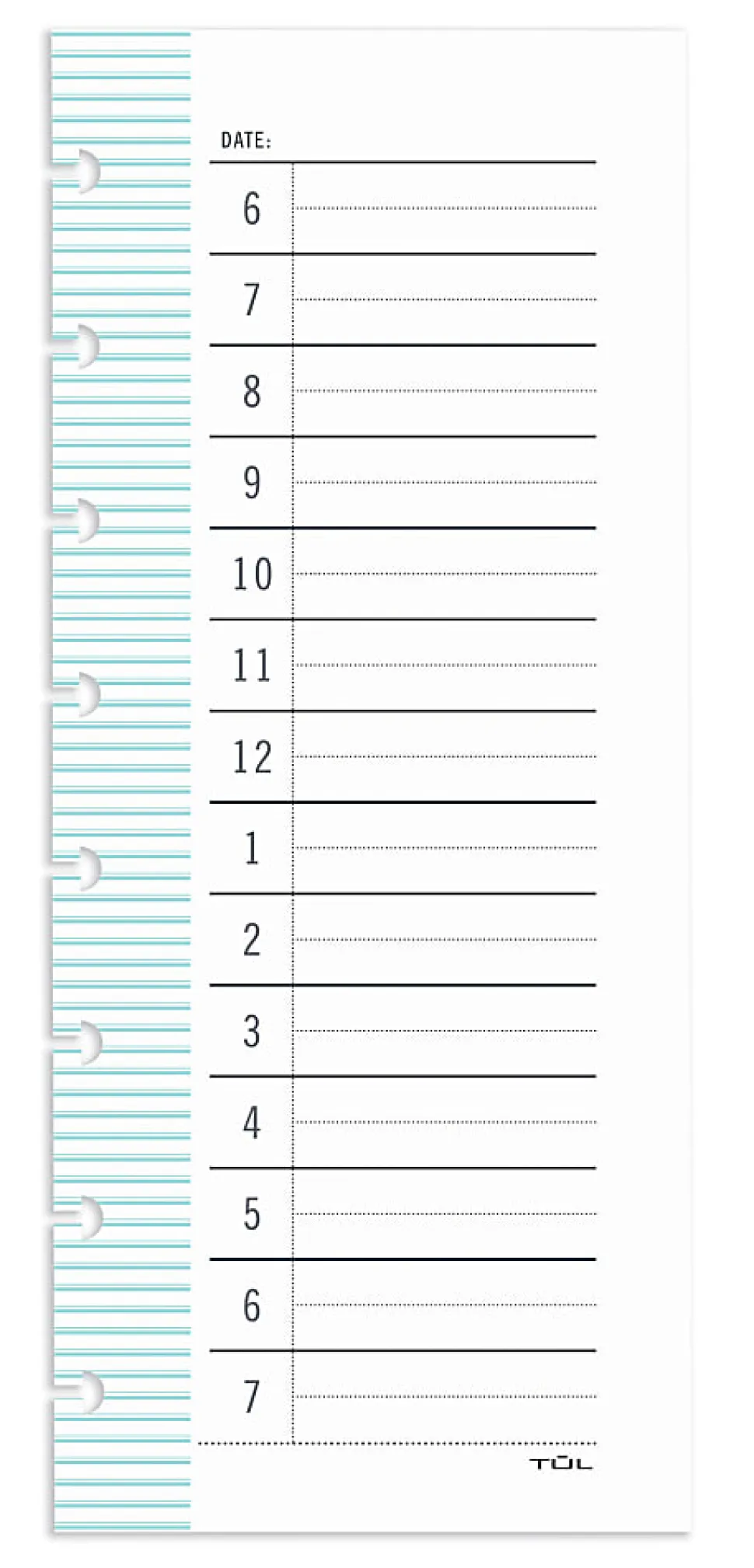 TUL® Discbound Daily Schedule Pad, 3-1/2" x 8-1/2", 50 Sheets