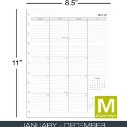2027 TUL® Discbound Monthly Planner Refill Pages Set With 12 Tab Dividers, Letter Size, Gray, January To December, Total Qty 1