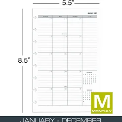 2027 TUL® Discbound Monthly Planner Refill Pages Set With 12 Tab Dividers, Junior Size, Gray, January To December, Total Qty 1