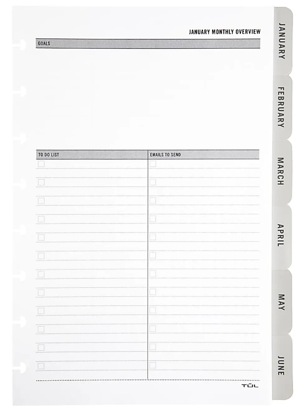 2026 TUL® Discbound Monthly Planner Refill Pages With 12 Tab Dividers, Junior Size, Gray, January To December