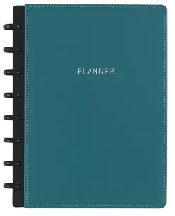 TUL® Discbound Monthly Planner Starter Set, Undated, Junior Size, Leather Cover, Teal