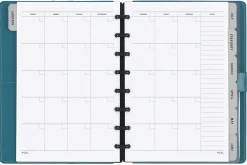 TUL® Discbound Monthly Planner Starter Set, Undated, Junior Size, Leather Cover, Teal