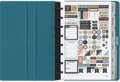 TUL® Discbound Monthly Planner Starter Set, Undated, Junior Size, Leather Cover, Teal