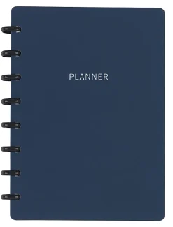 TUL® Discbound Monthly Planner Starter Set, Undated, Junior Size, Soft-Touch Cover, Navy